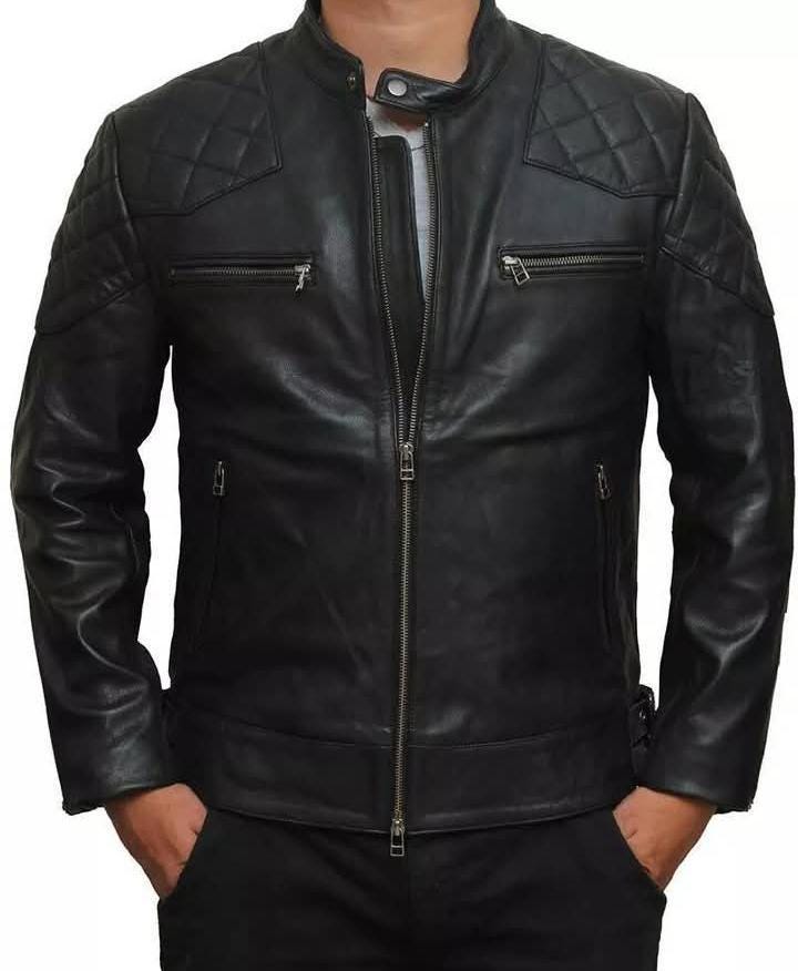 Handmade Black Sheep Leather Biker Jacket: Erdem Style, Quilted Lining