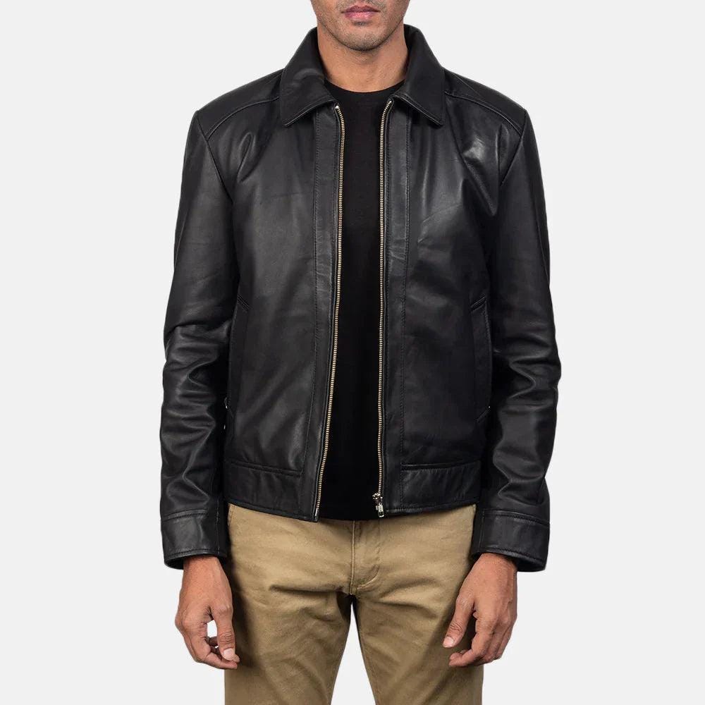 Handmade Black Sheep Leather Biker Jacket - Erdem Style Bomber