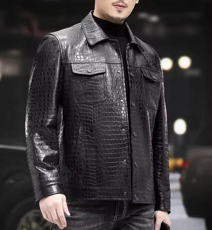 Black Quilted Cow Leather Trucker Jacket - Maier's Handmade Design