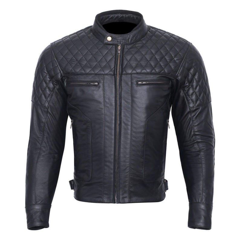 CE Armored Cafe Racer Leather Jacket: Vintage Motorcycle Style