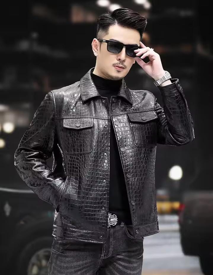 Black Quilted Cow Leather Trucker Jacket - Maier's Handmade Design