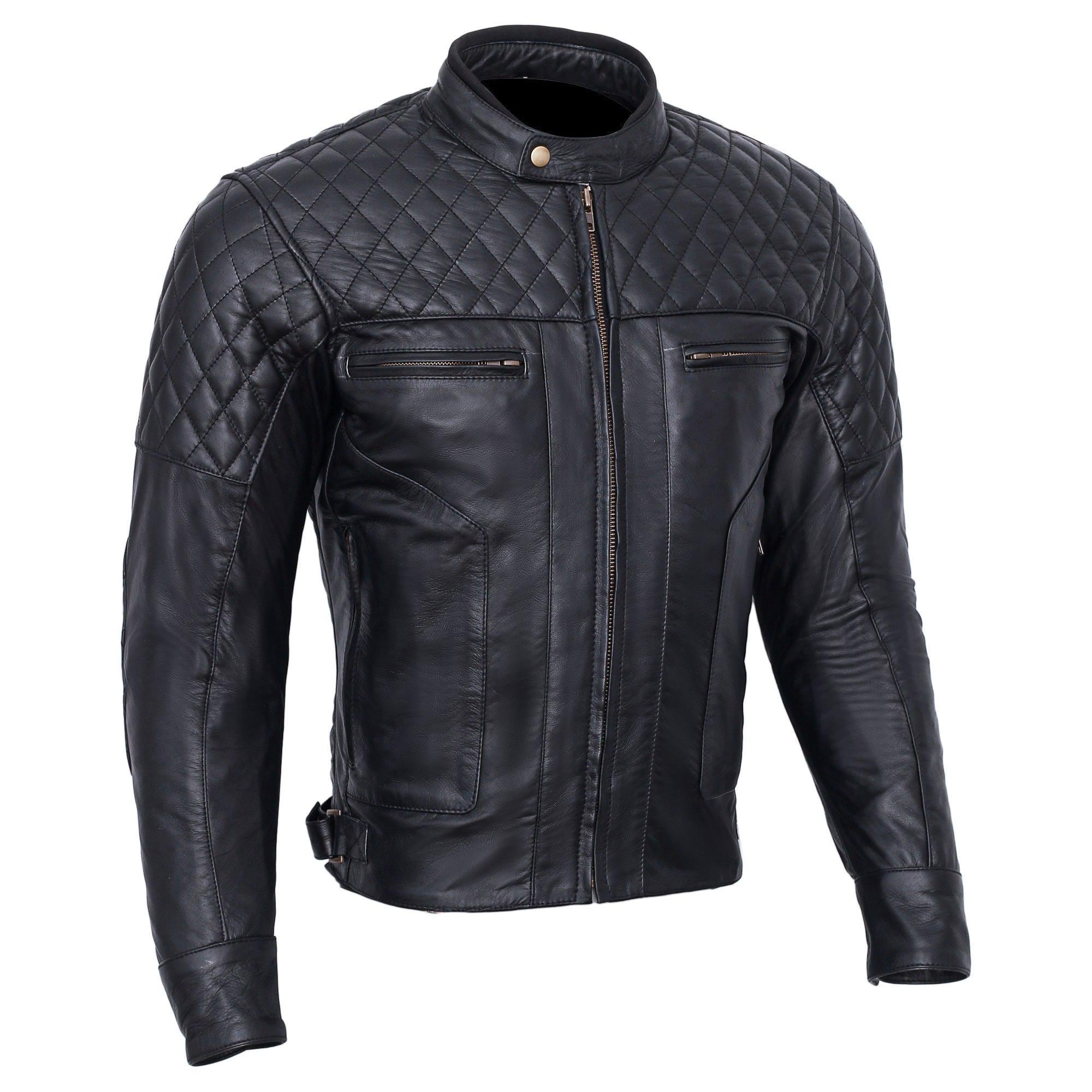 CE Armored Cafe Racer Leather Jacket: Vintage Motorcycle Style