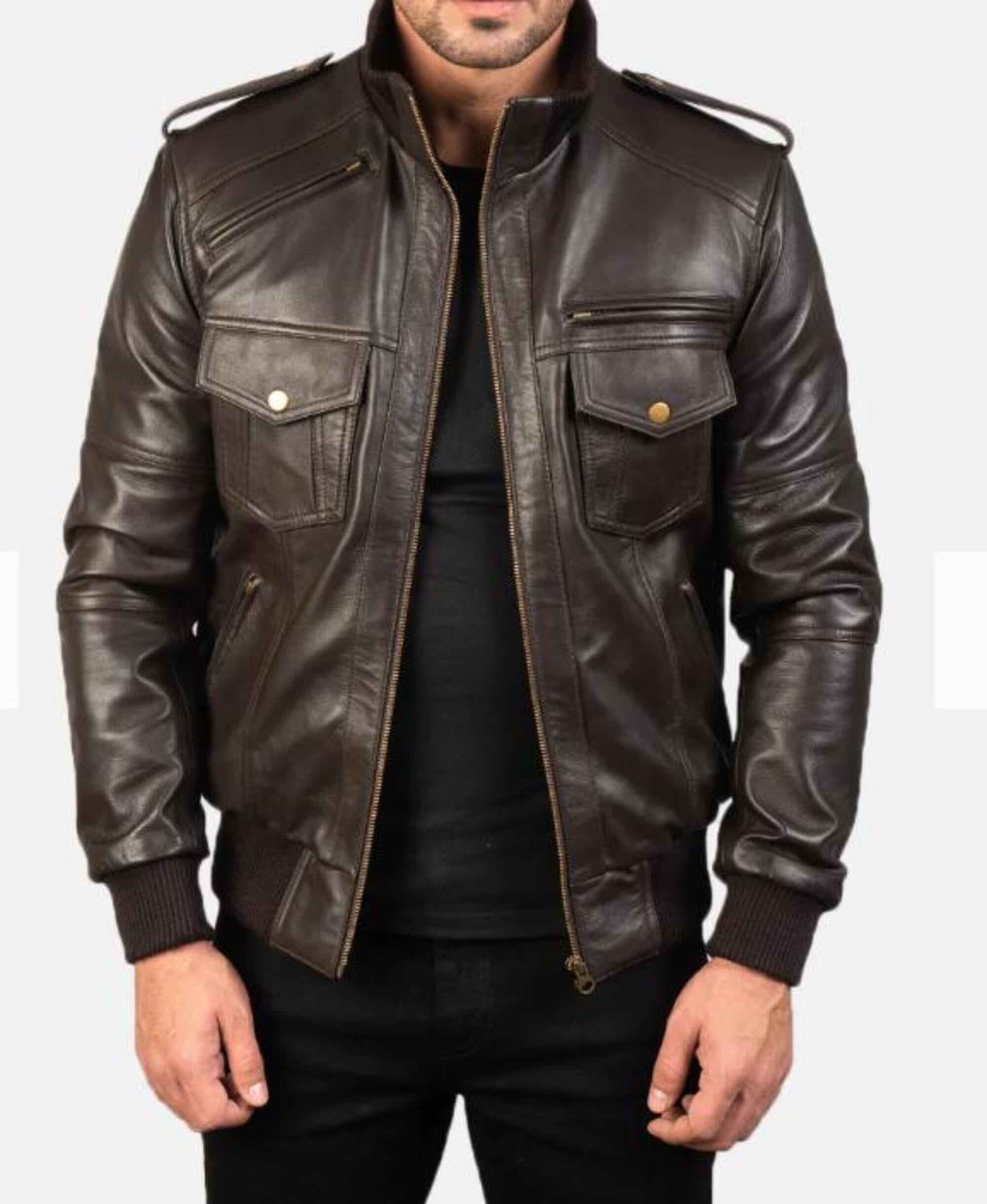 Men's Black Sheep Leather Biker Jacket - Vintage Erdem Style