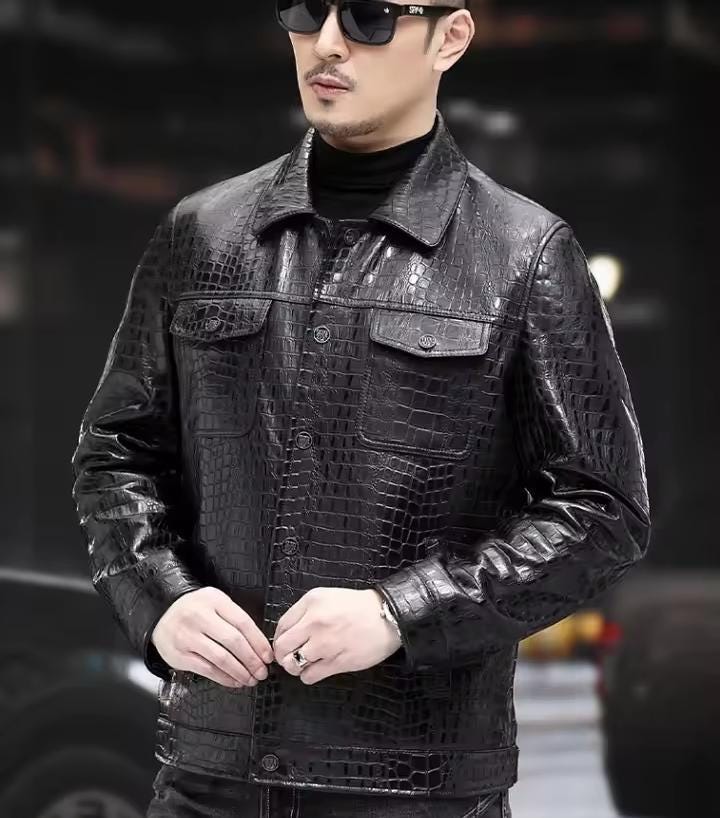 Black Quilted Cow Leather Trucker Jacket - Maier's Handmade Design