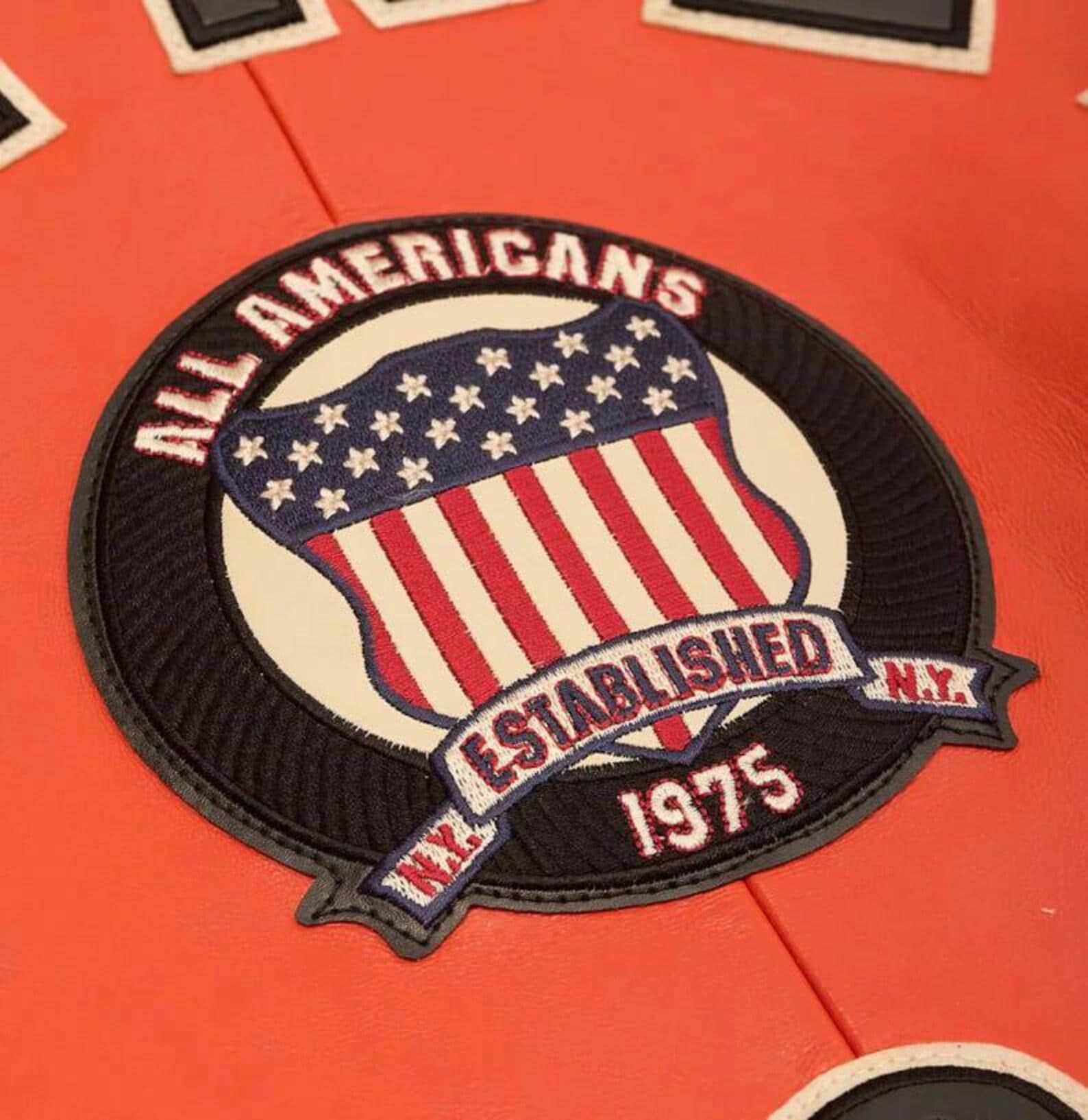 Vintage Avirex Leather Bomber Jacket: Orange & White Varsity Biker Coat