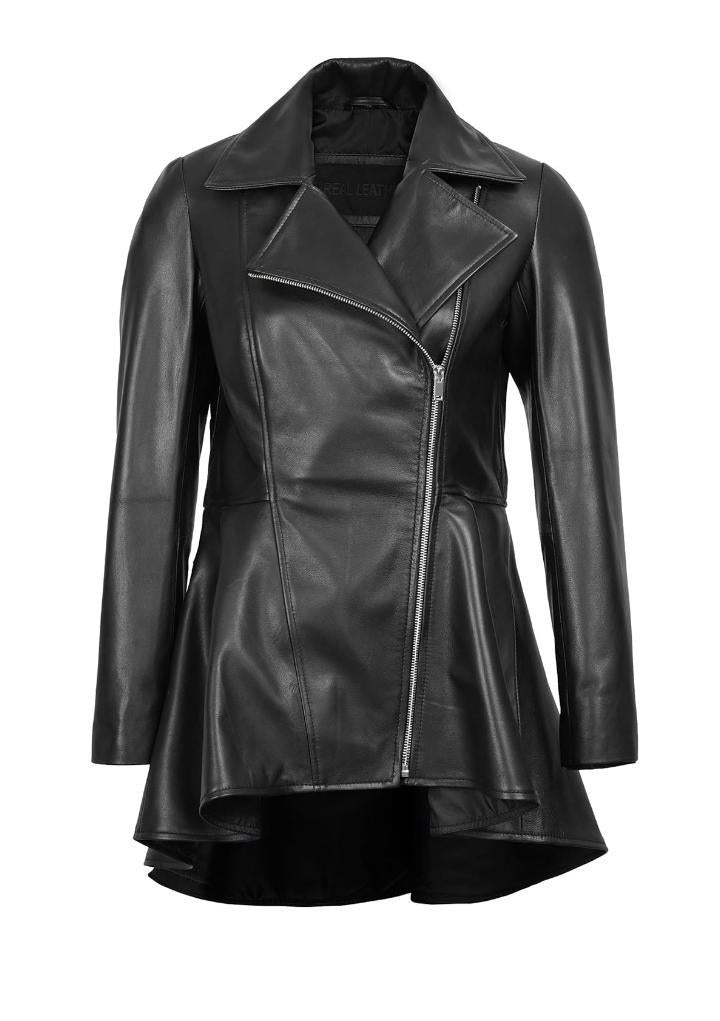 Transitional Weather Overcoat for Women - Maier's Stylish Handmade Sheepskin Leather in Vintage Style