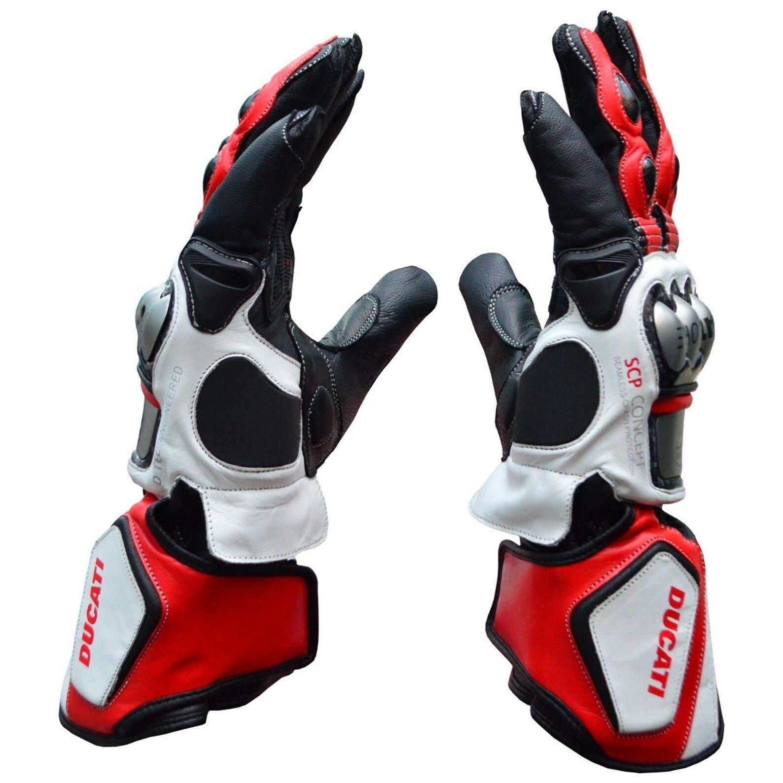 Ducati MotoGP Racing Gloves: Cowhide Leather Motorcycle Gloves
