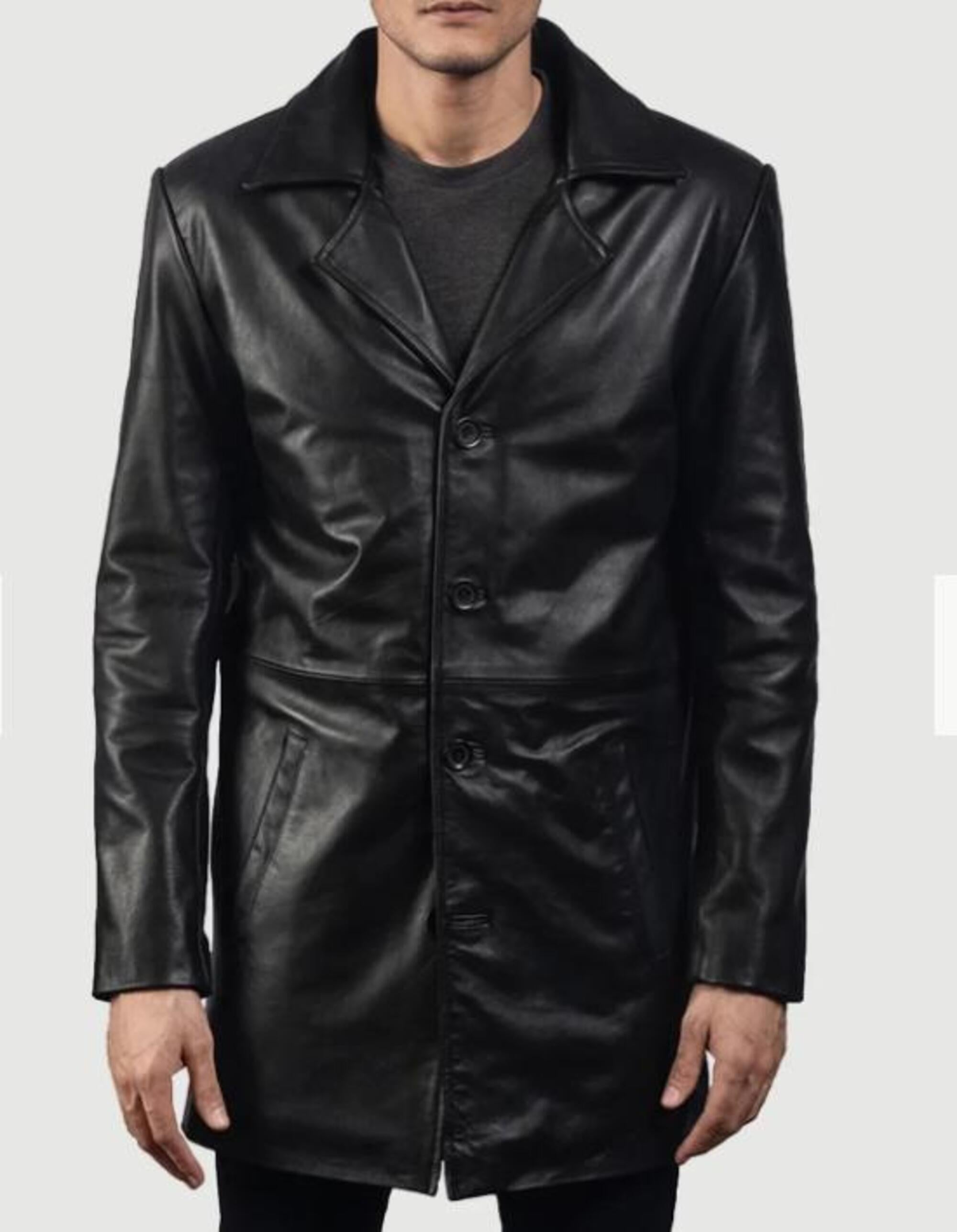 Handmade Black Sheepskin Longcoat for Men - Erdem Modern Versatile Longcoat