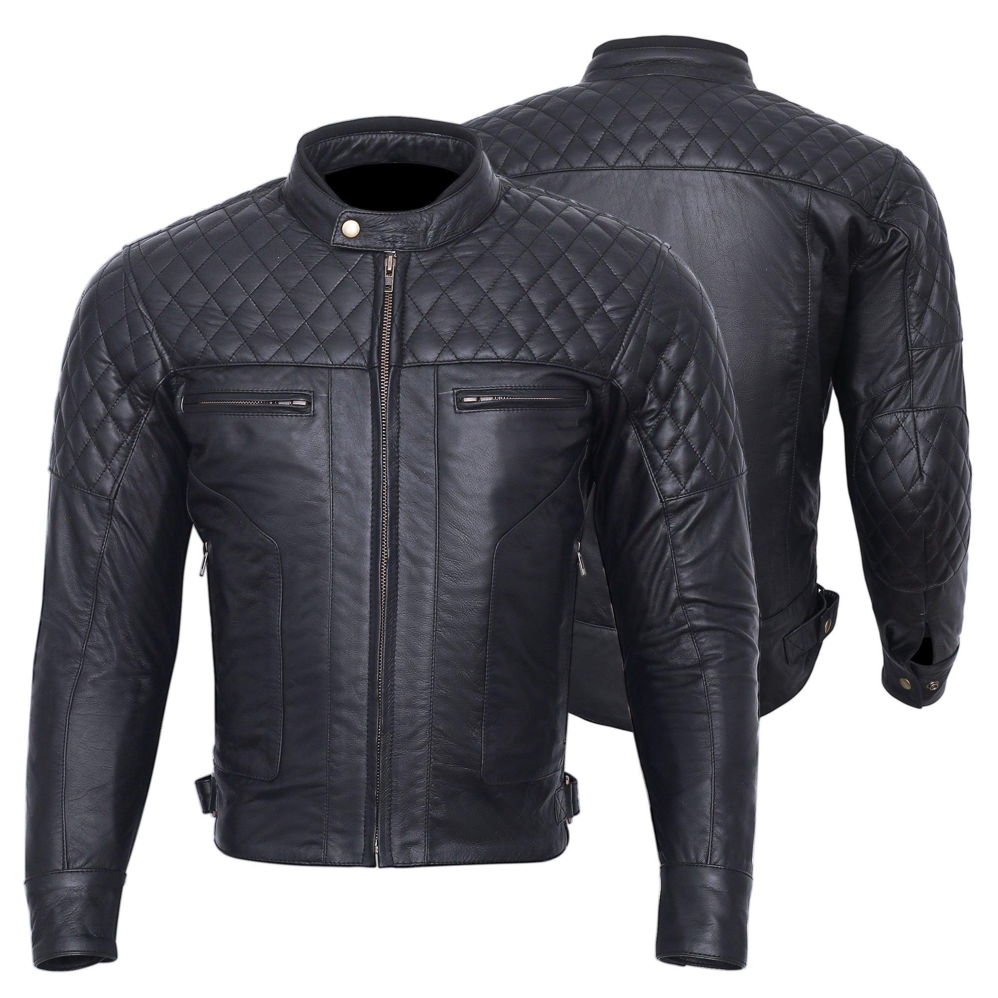 CE Armored Cafe Racer Leather Jacket: Vintage Motorcycle Style
