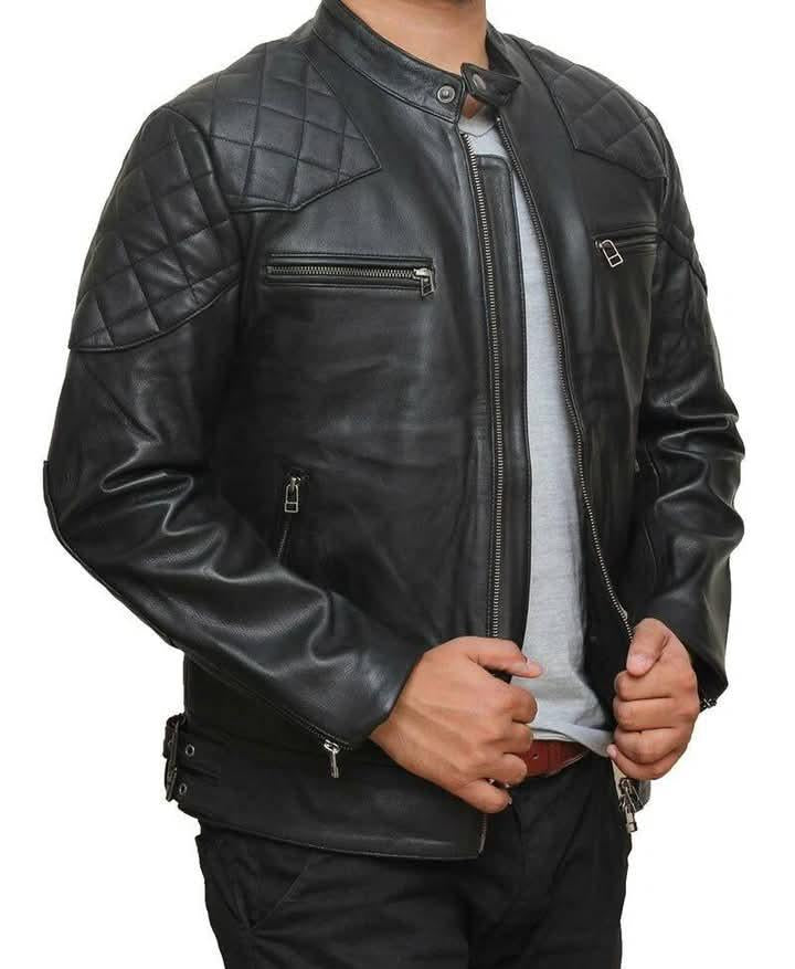 Handmade Black Sheep Leather Biker Jacket: Erdem Style, Quilted Lining