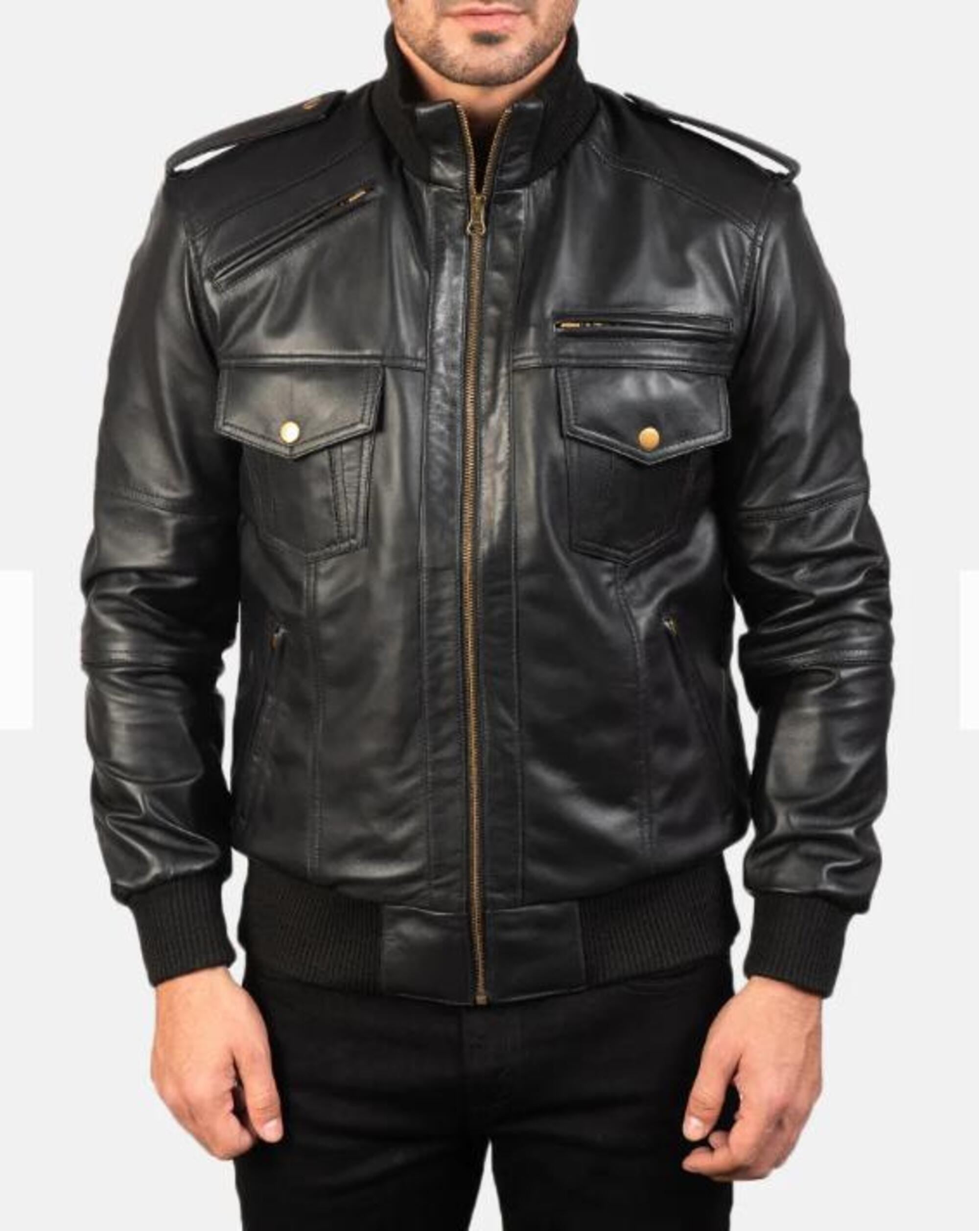 Men's Black Sheep Leather Biker Jacket - Vintage Erdem Style