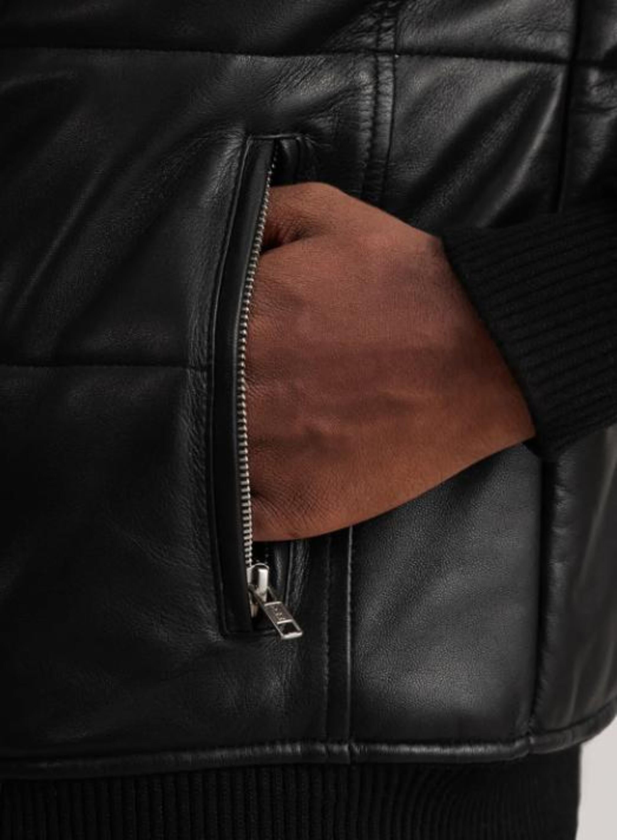 Handmade Sheepskin Leather Puffer Biker Jacket for Men - Erdem Style