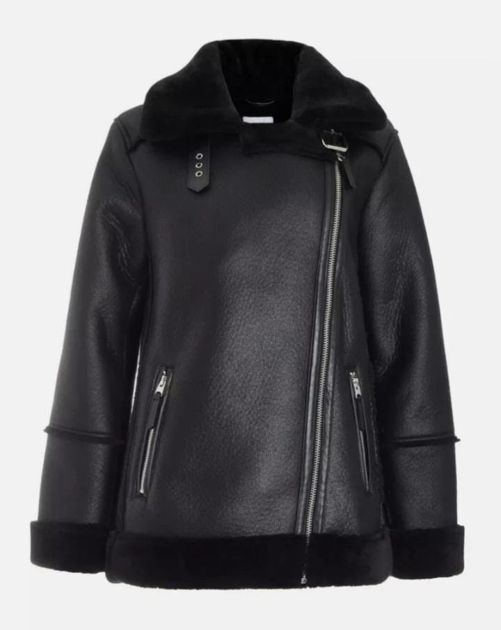 Black Sheep Leather Faux Fur Jacket: Women's Stylish All-Season Wear