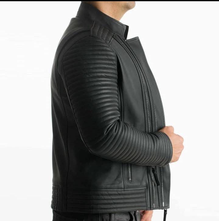 Handmade Black Sheepskin Leather Jacket: Maier's Biker Style