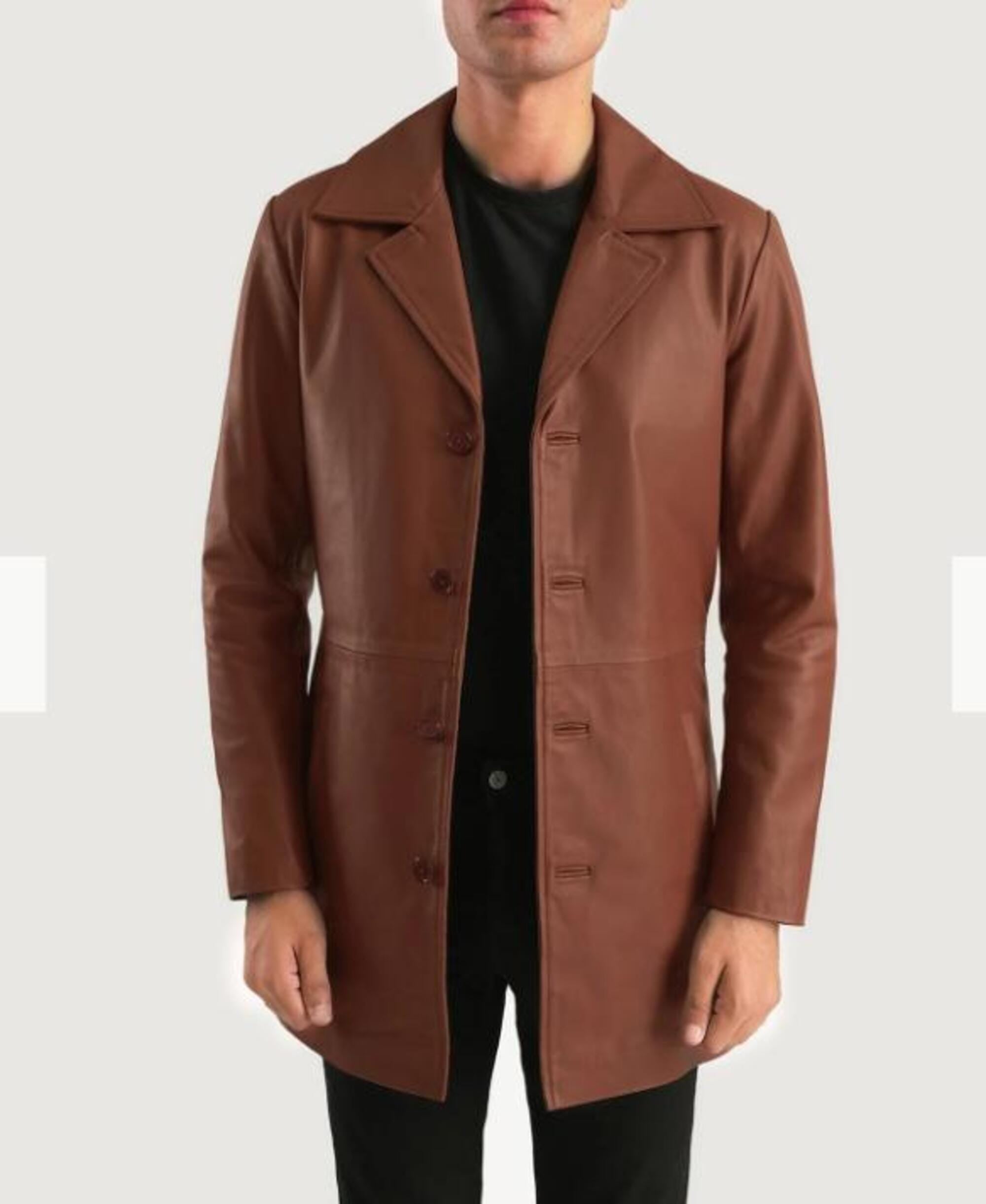 Handmade Black Sheepskin Longcoat for Men - Erdem Modern Versatile Longcoat