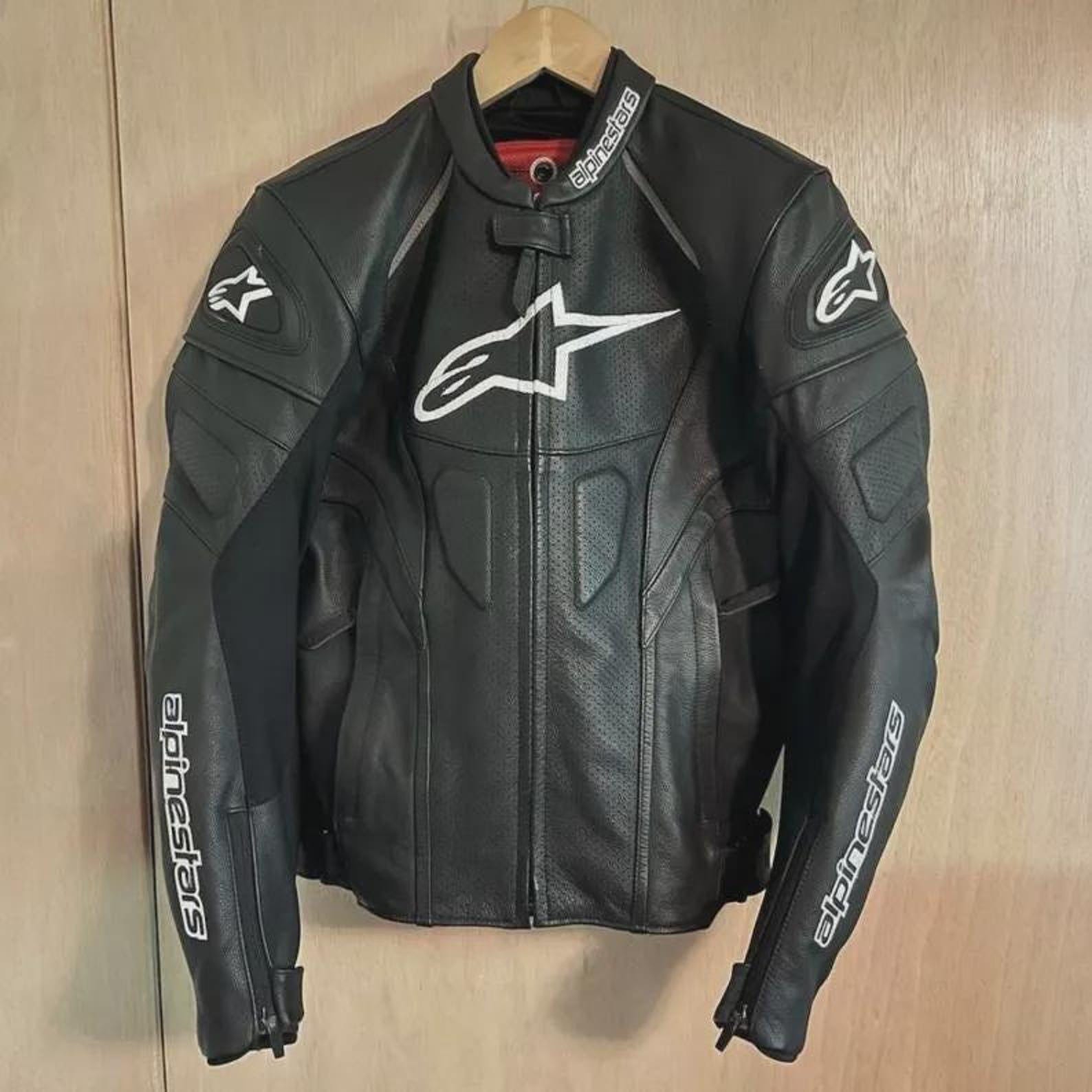 Handmade Black Leather Biker Jacket: Alpinestars Inspired Motorcycle Jacket