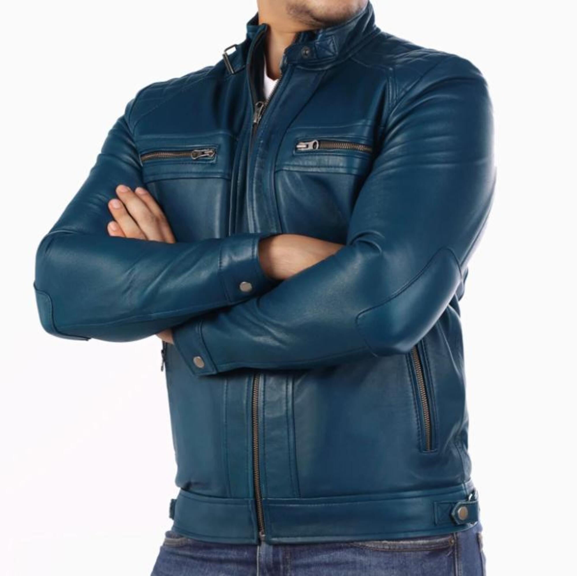 Men’s Classic Handmade Genuine Leather Bomber Jacket - Erdem Vintage Style Outerwear with Pockets