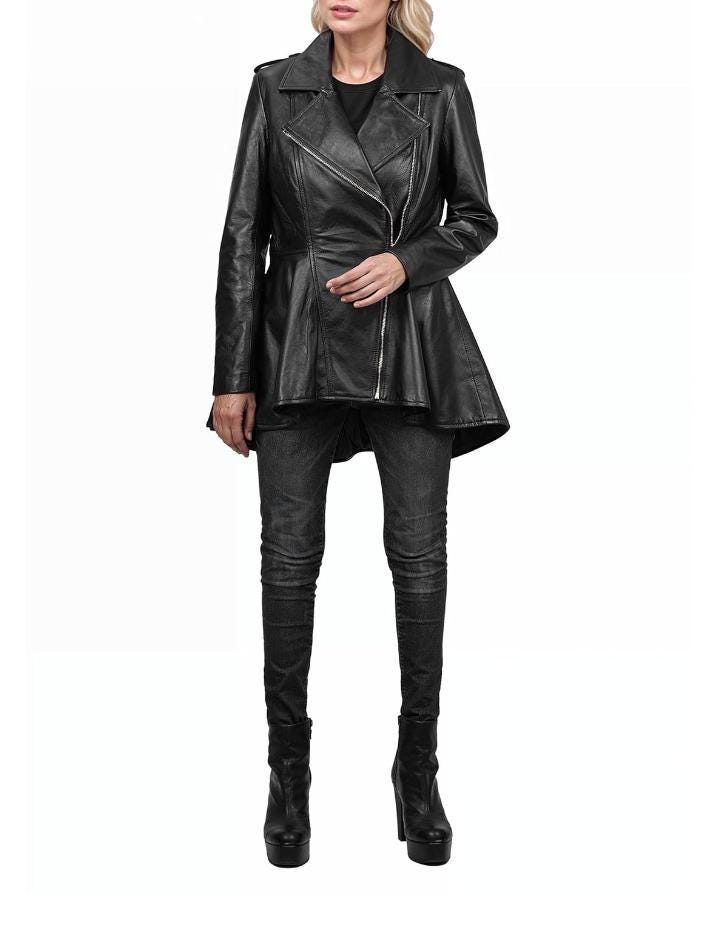 Transitional Weather Overcoat for Women - Maier's Stylish Handmade Sheepskin Leather in Vintage Style