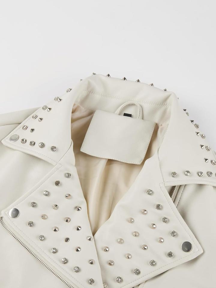 Handmade Studded Leather Biker Jacket: Gold & Silver Spikes