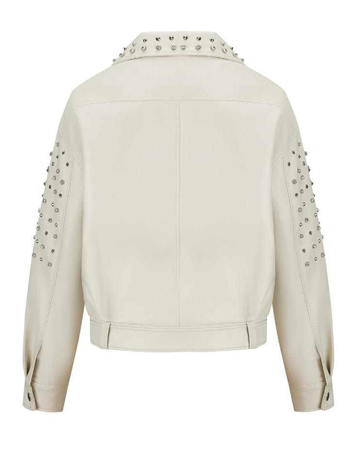 Handmade Studded Leather Biker Jacket: Gold & Silver Spikes