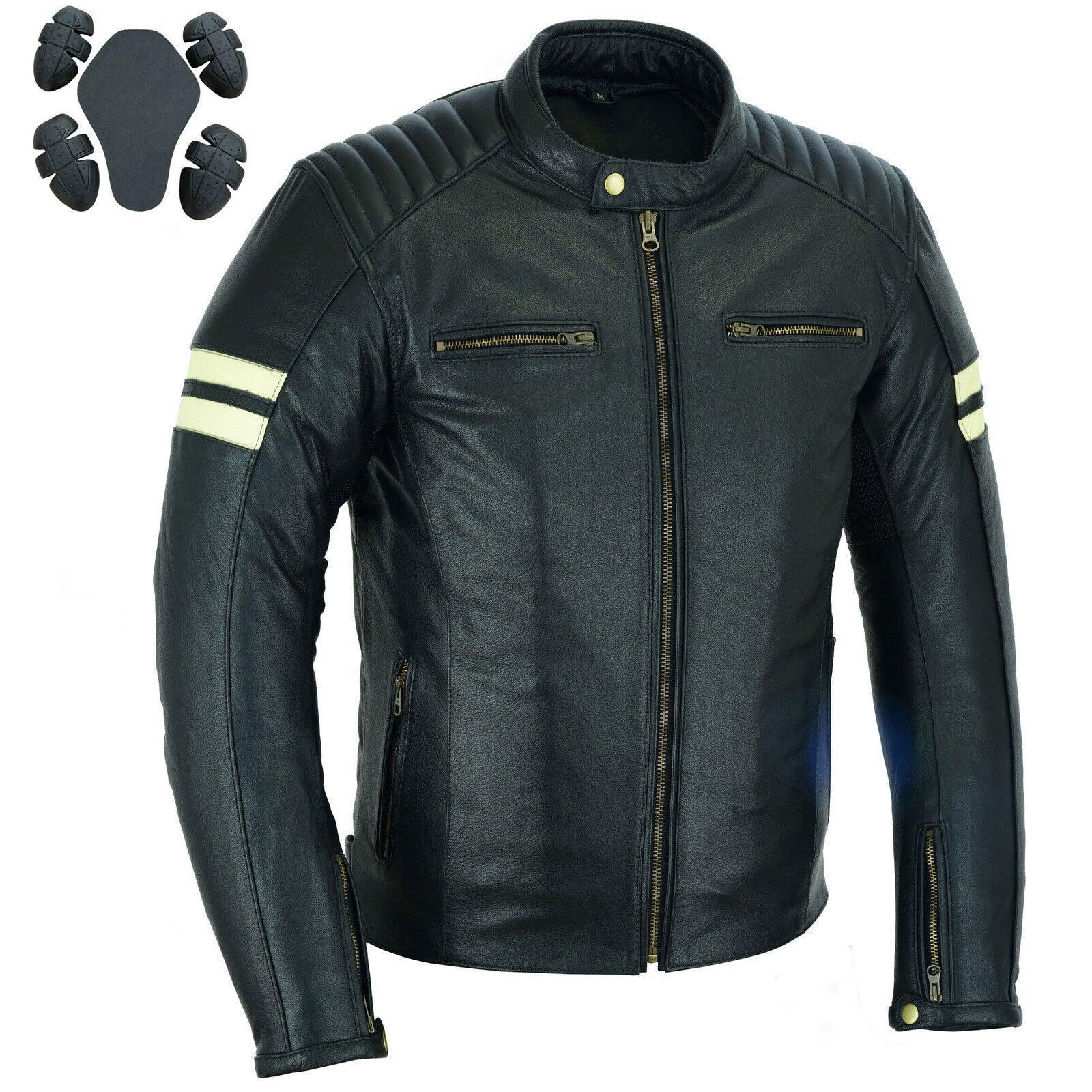 Handmade CE Armored Cafe Racer Leather Jacket: Vintage Biker Jacket