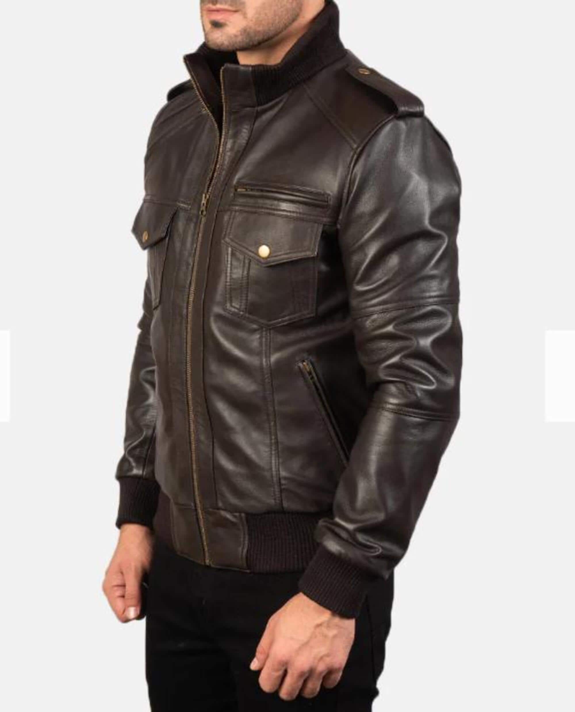 Men's Black Sheep Leather Biker Jacket - Vintage Erdem Style