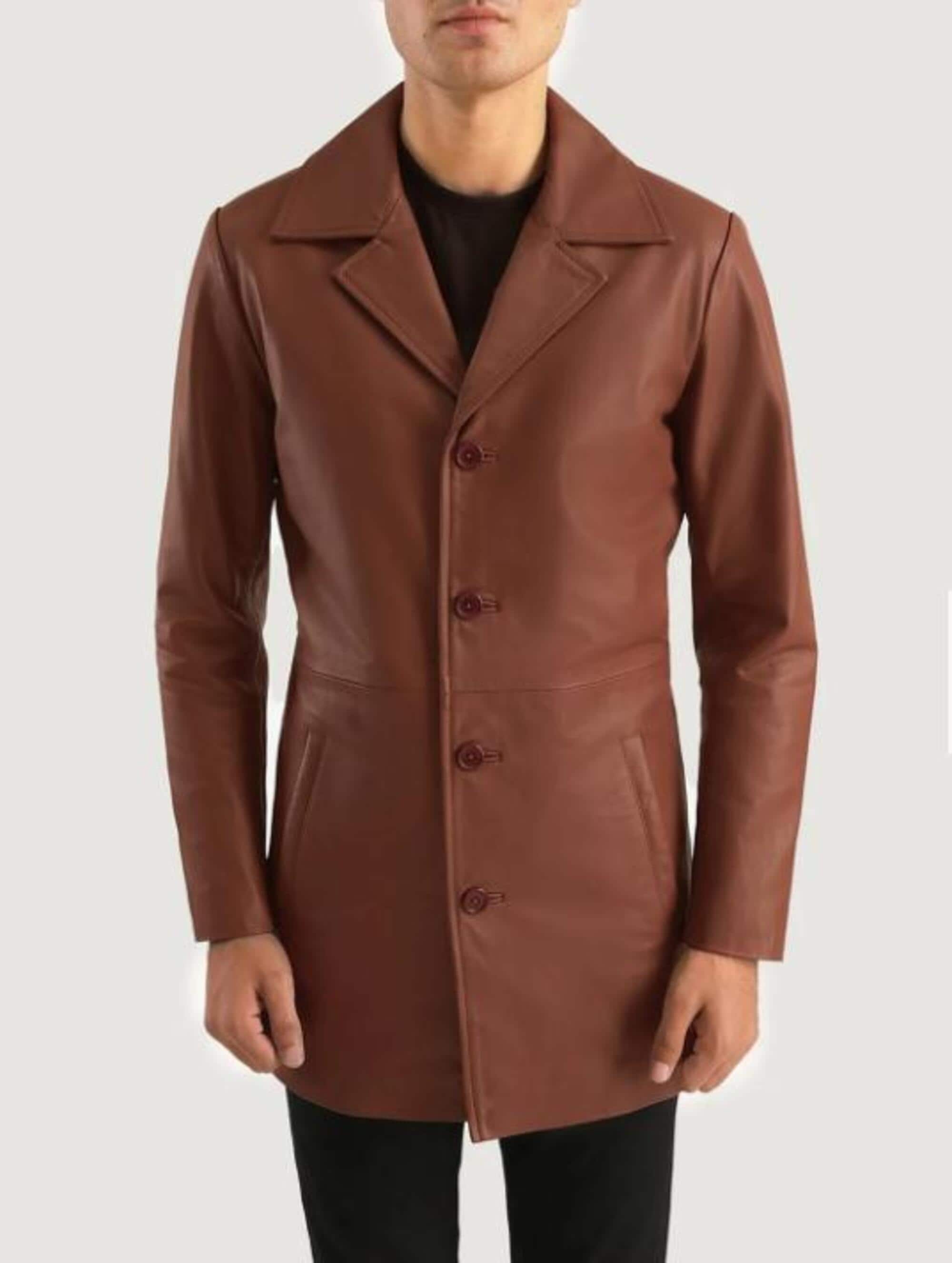 Handmade Black Sheepskin Longcoat for Men - Erdem Modern Versatile Longcoat