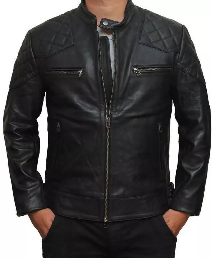 Handmade Black Sheep Leather Biker Jacket: Masir's Style