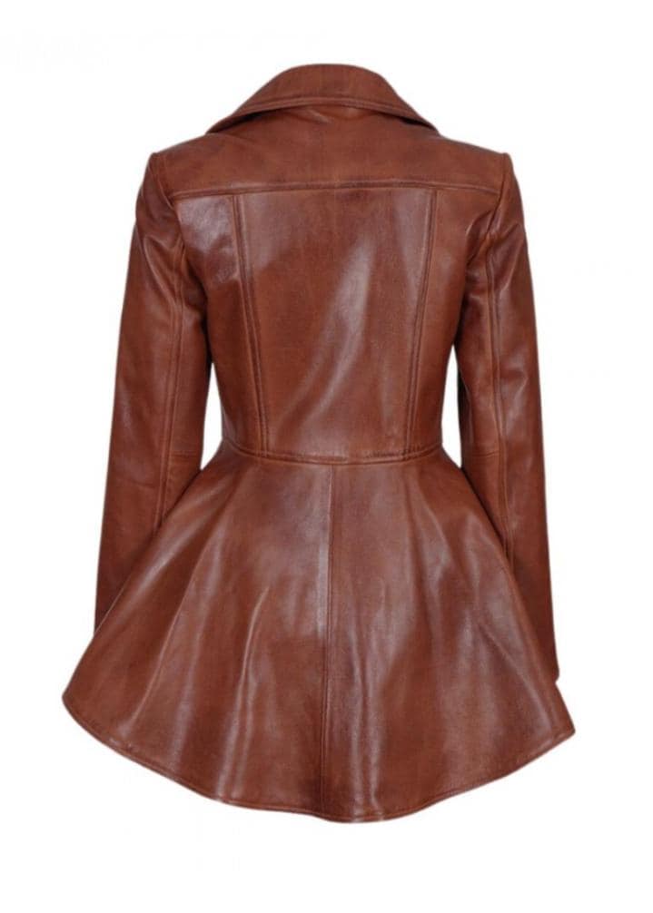 Transitional Weather Overcoat for Women - Maier's Stylish Handmade Sheepskin Leather in Vintage Style
