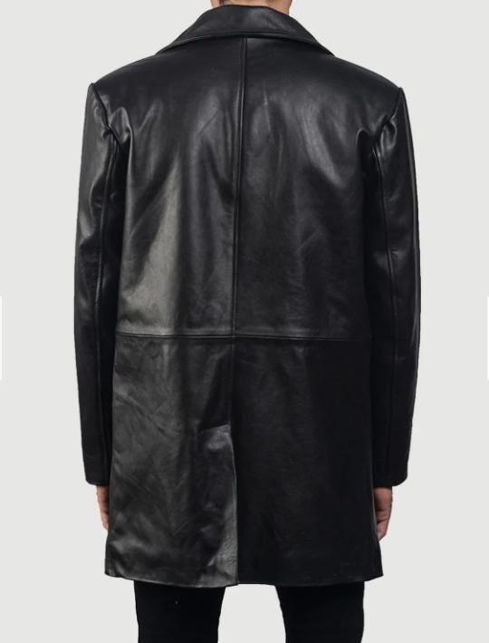 Handmade Black Sheepskin Longcoat for Men - Erdem Modern Versatile Longcoat