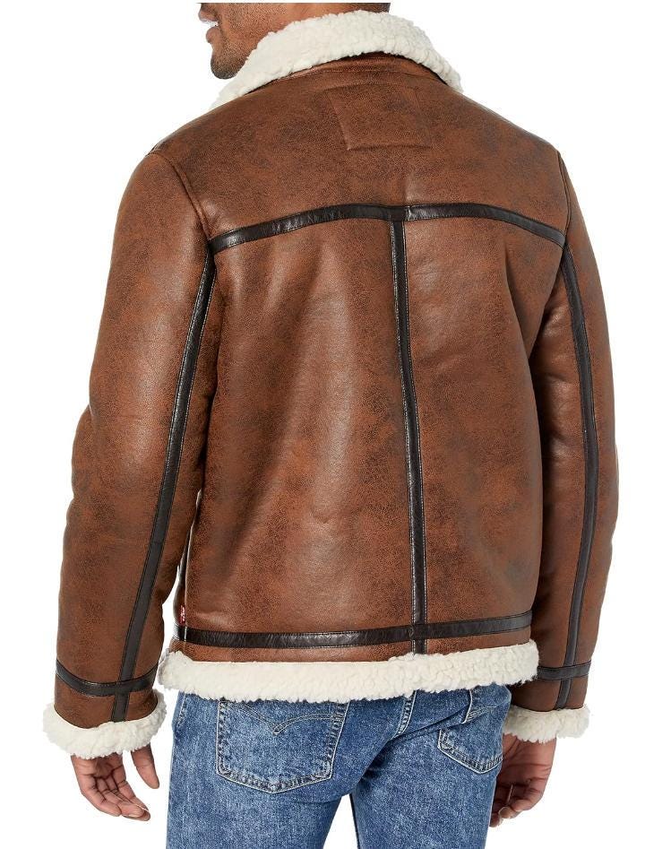 Handmade Quilted Sheep Leather Biker Jacket with Faux Fur Lining
