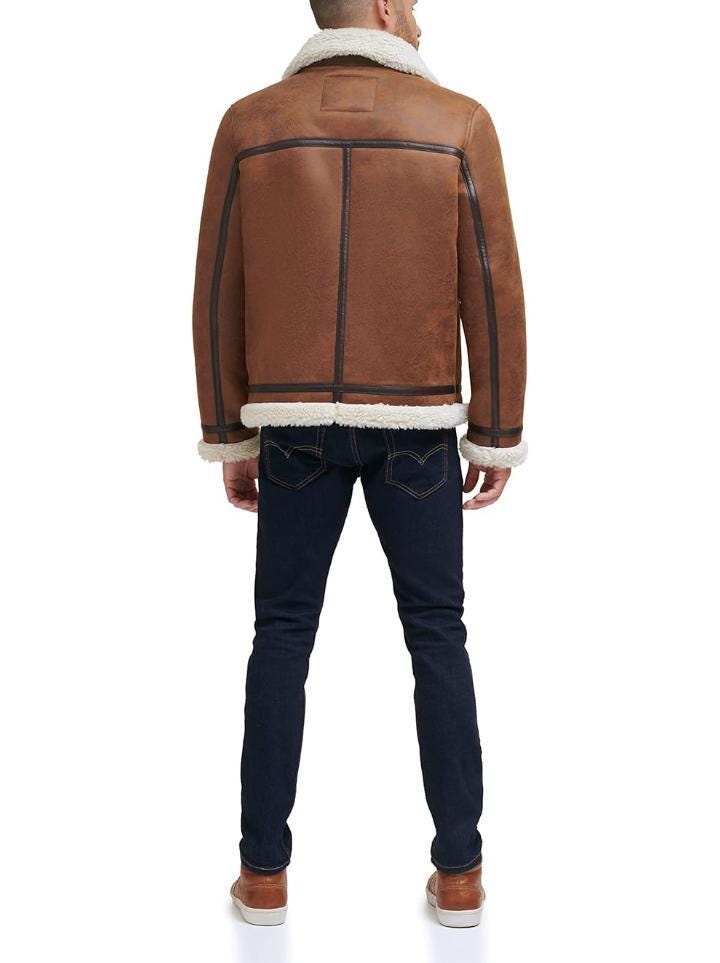 Handmade Quilted Sheep Leather Biker Jacket with Faux Fur Lining