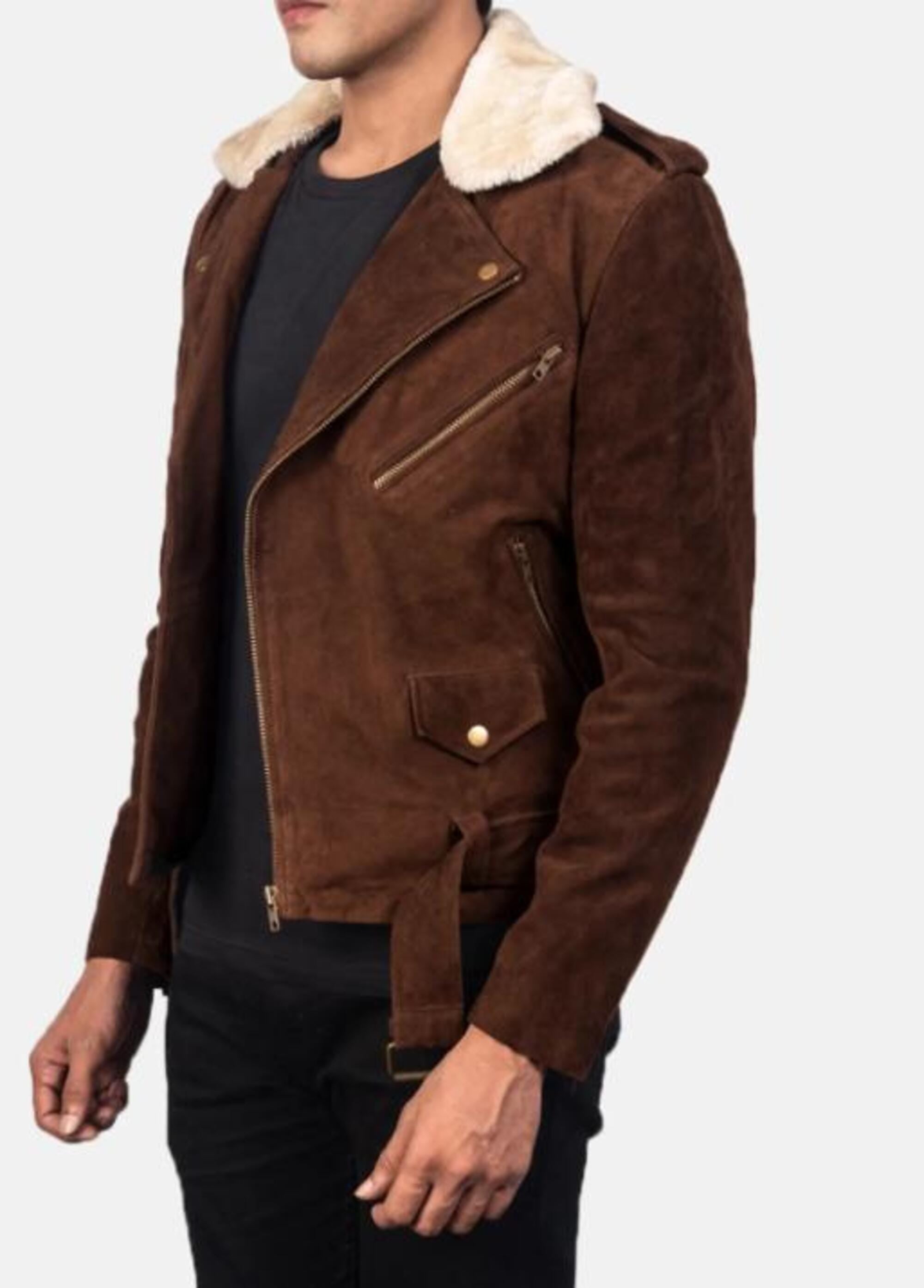 Men's Suede Leather Bomber Jacket: Erdem Style - Handmade
