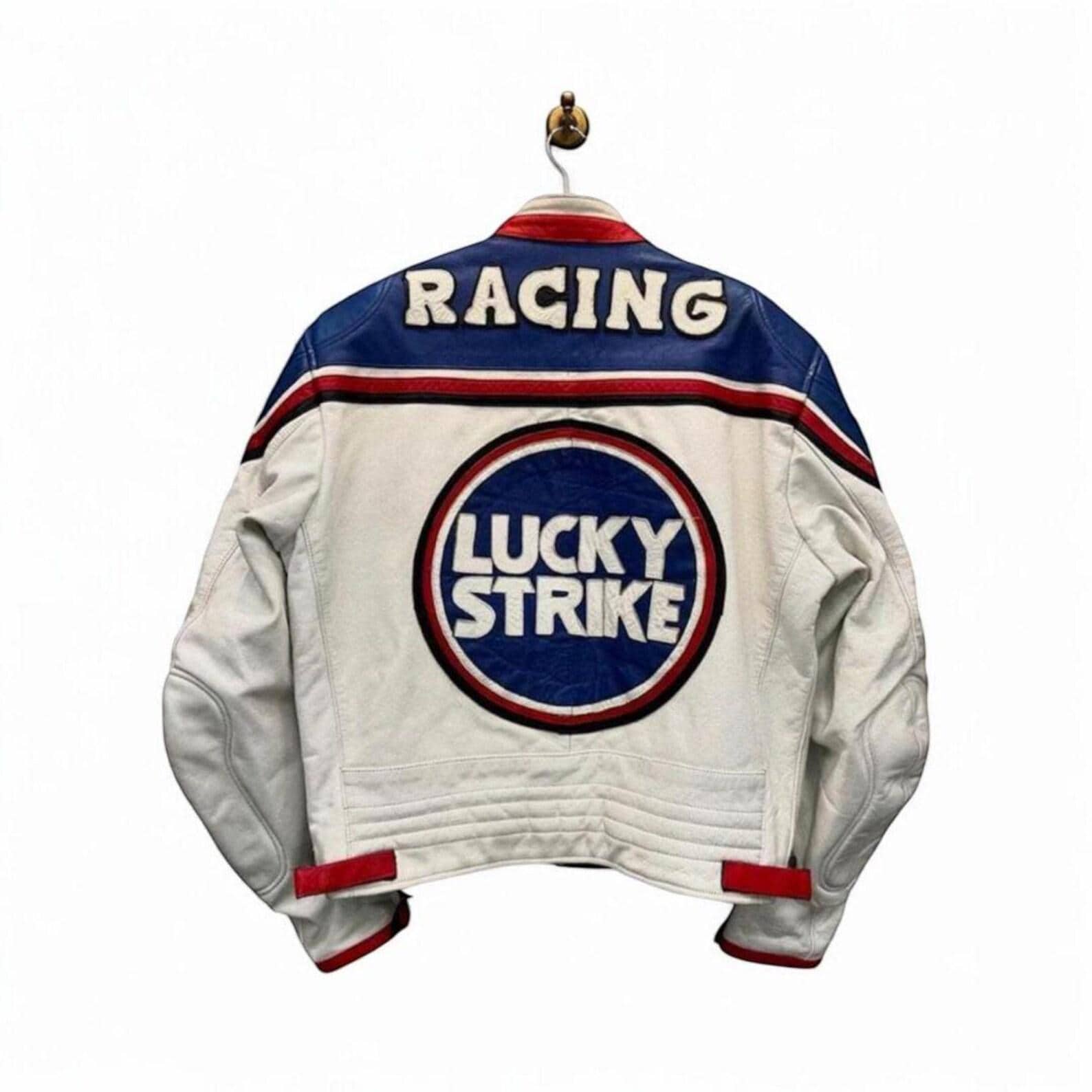 Lucky Strike Racing Leather Jacket: Handmade Cowhide MotoGP Biker Coat