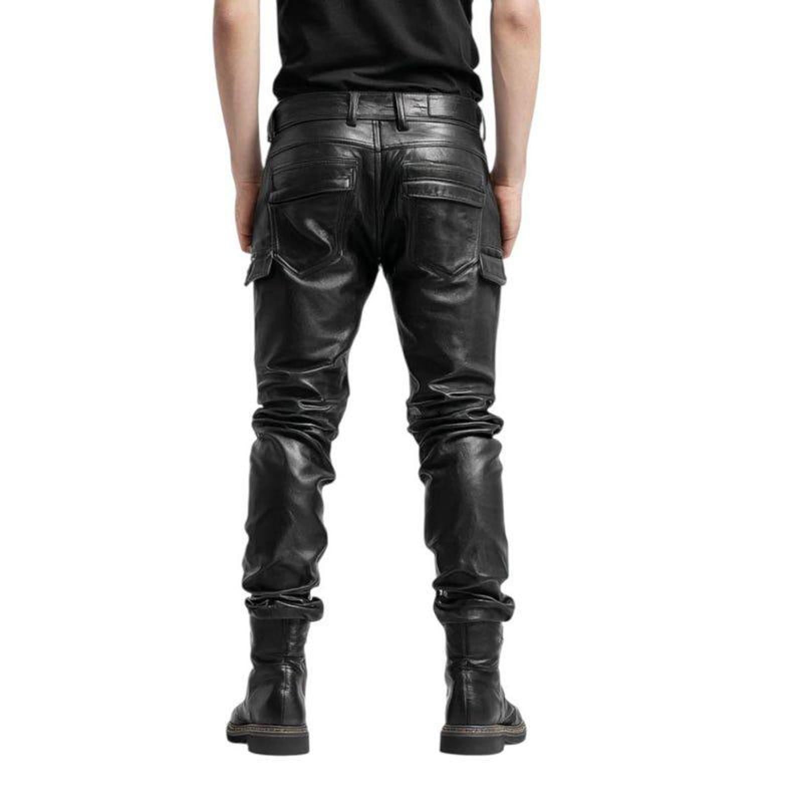 Cafe Racer Biker Trousers for Men - Maier's Style Black Leather Motorcycle Pants