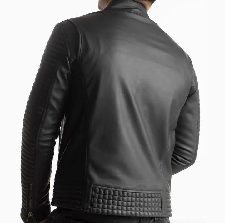 Handmade Black Sheepskin Leather Jacket: Maier's Biker Style