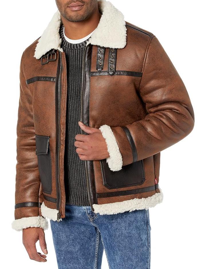 Handmade Quilted Sheep Leather Biker Jacket with Faux Fur Lining
