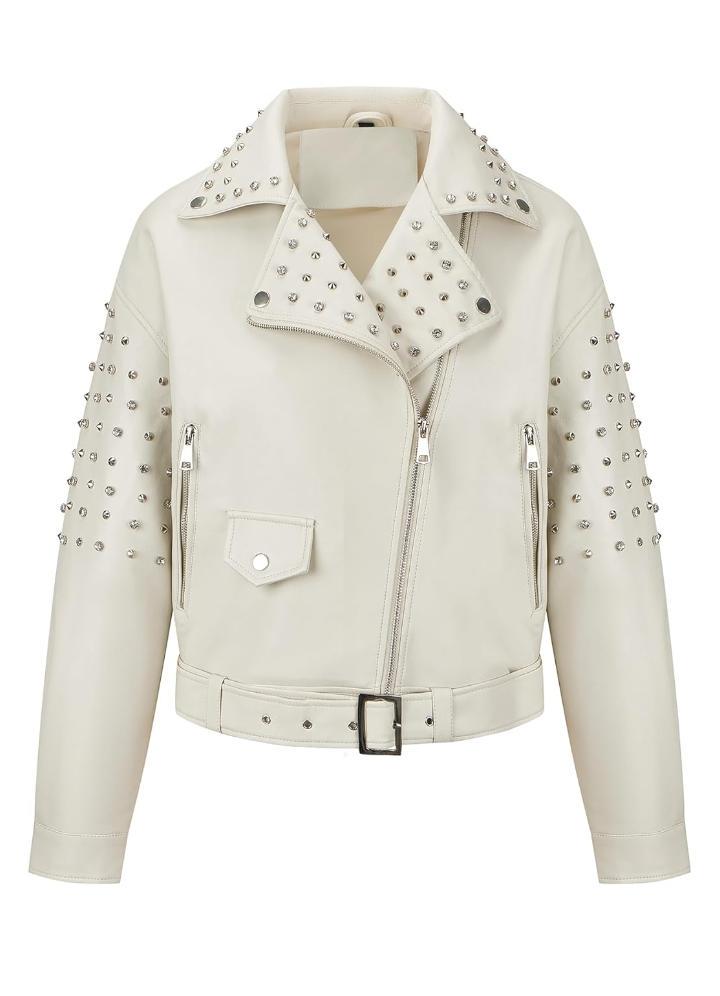 Handmade Studded Leather Biker Jacket: Gold & Silver Spikes