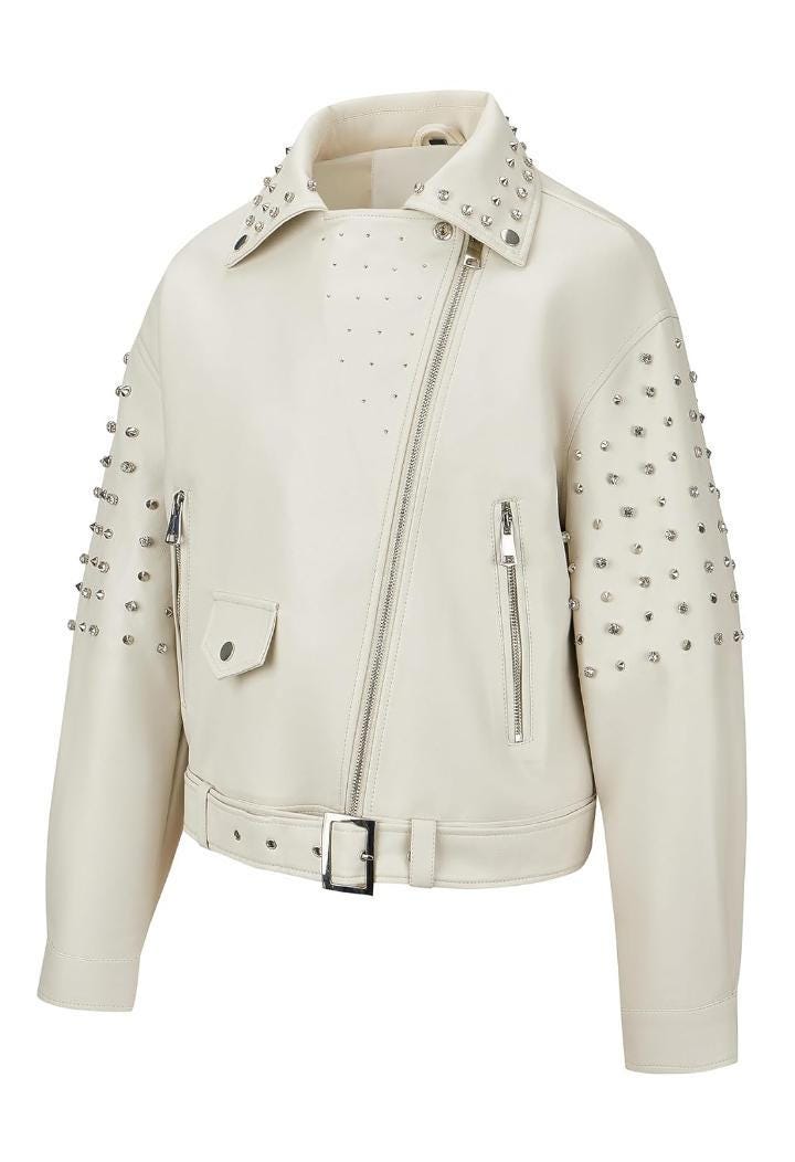 Handmade Studded Leather Biker Jacket: Gold & Silver Spikes