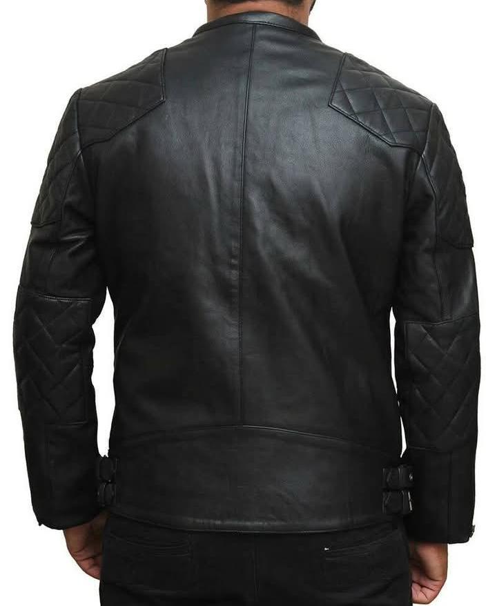 Handmade Black Sheep Leather Biker Jacket: Erdem Style, Quilted Lining