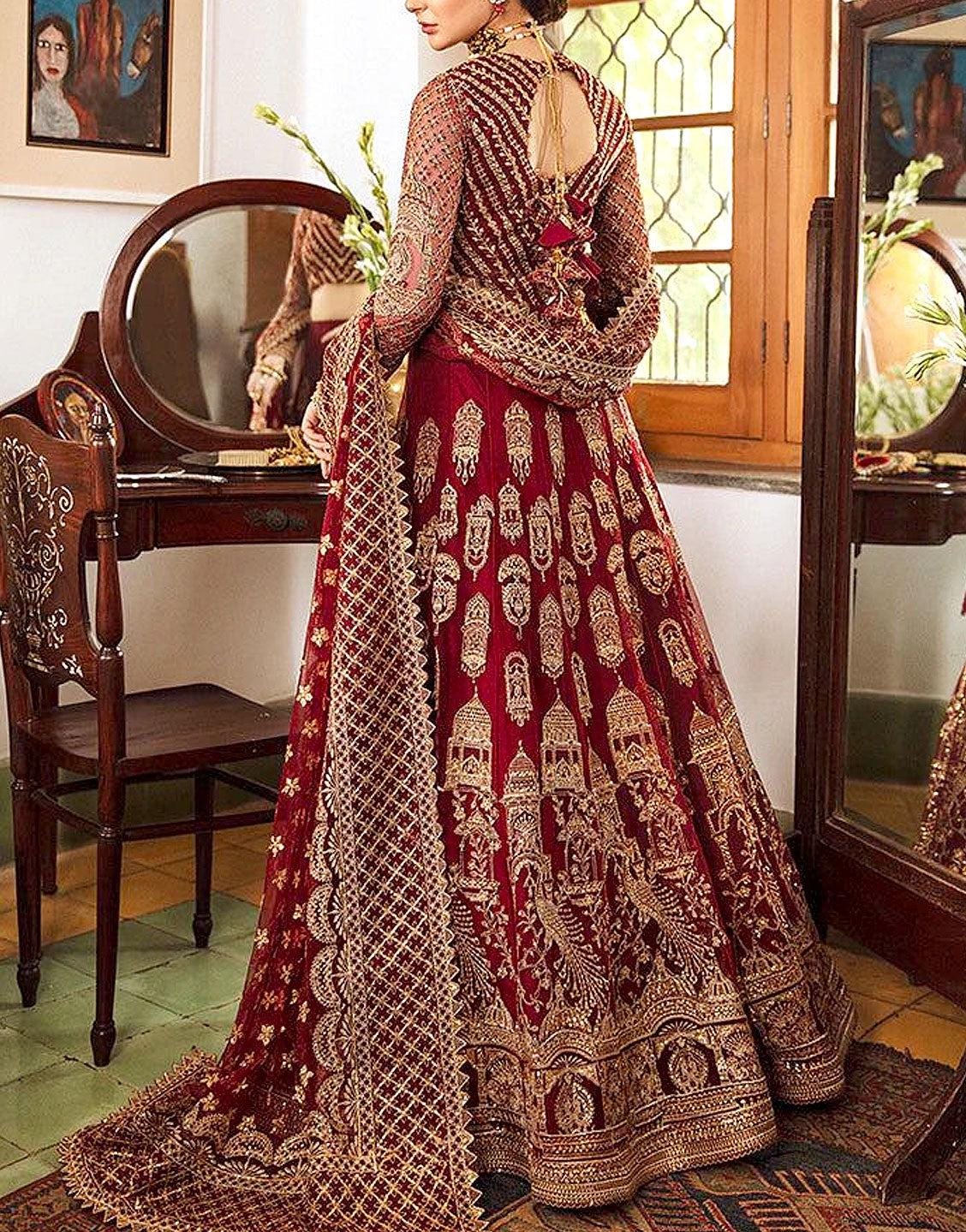 Luxury Embroidered Net Bridal Gown with Dupatta | Pakistani Wedding Dress