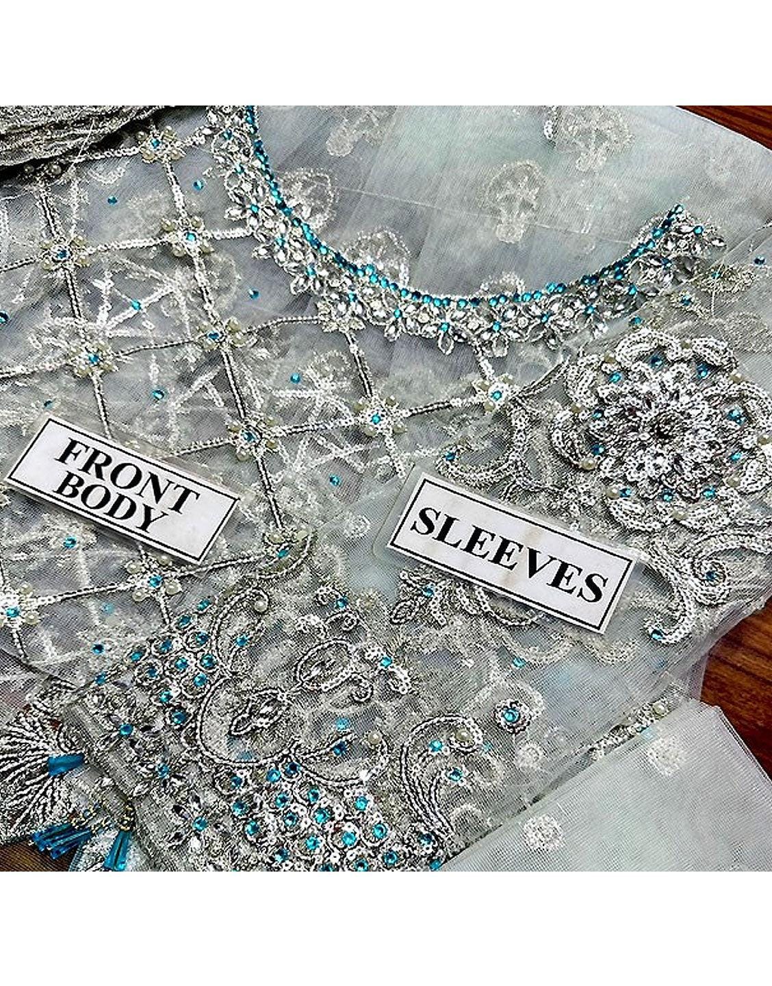 Ice Blue Bridal Lehenga | Embroidered Net Pakistani Wedding Dress