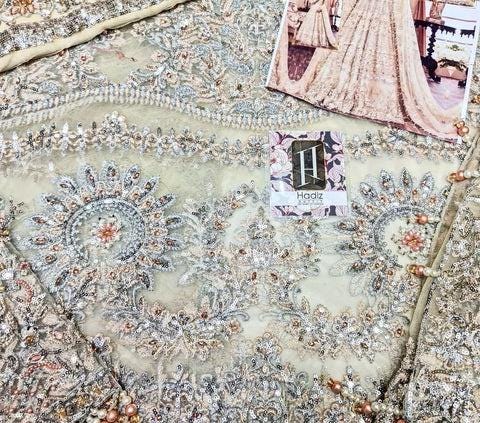 Champagne Gold Bridal Maxi Dress | Hand-Embroidered Net Gown