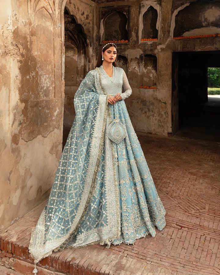 Powder Blue Embroidered Bridal Maxi Dress | Pakistani Wedding Outfit