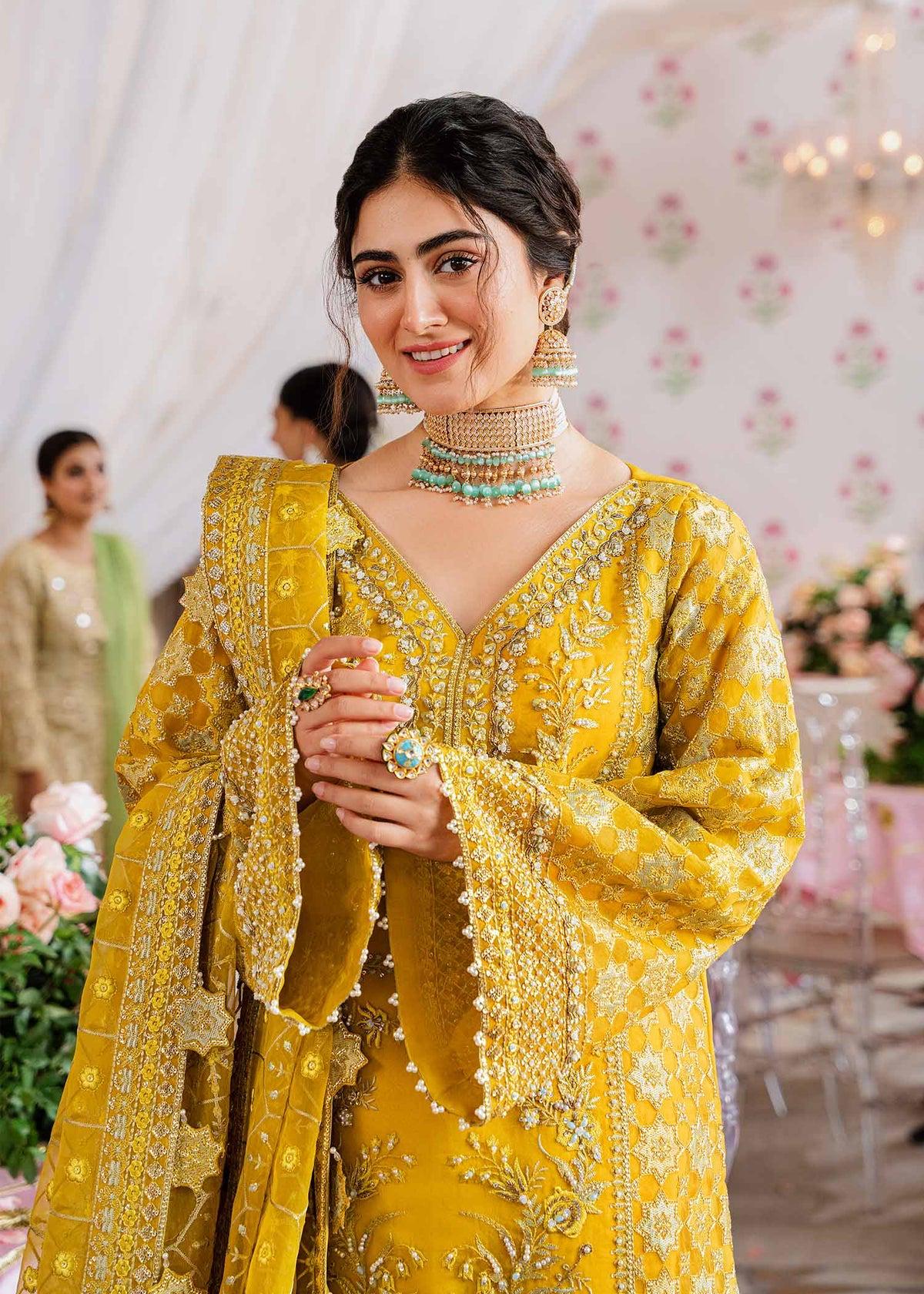 Yellow Bridal Gharara | Embroidered Organza Pakistani Wedding Dress