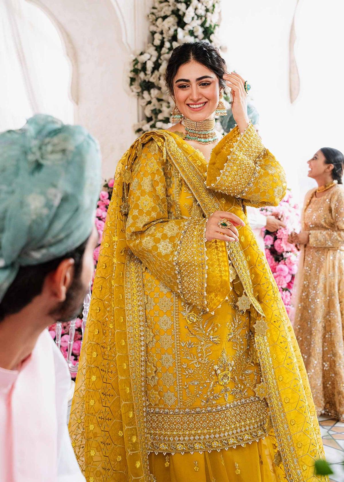 Yellow Bridal Gharara | Embroidered Organza Pakistani Wedding Dress