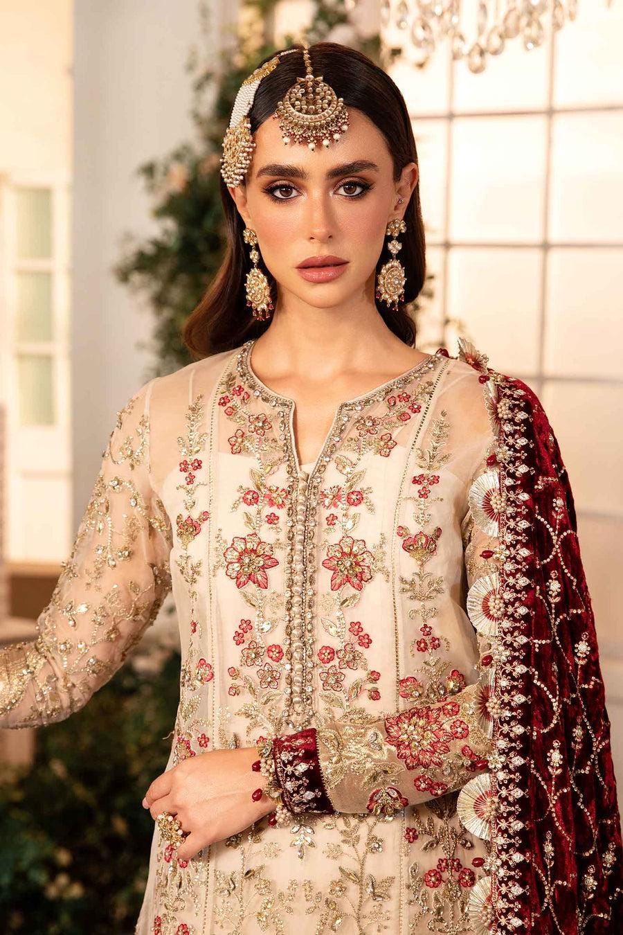 Champagne Gold & Maroon Bridal Gharara Suit