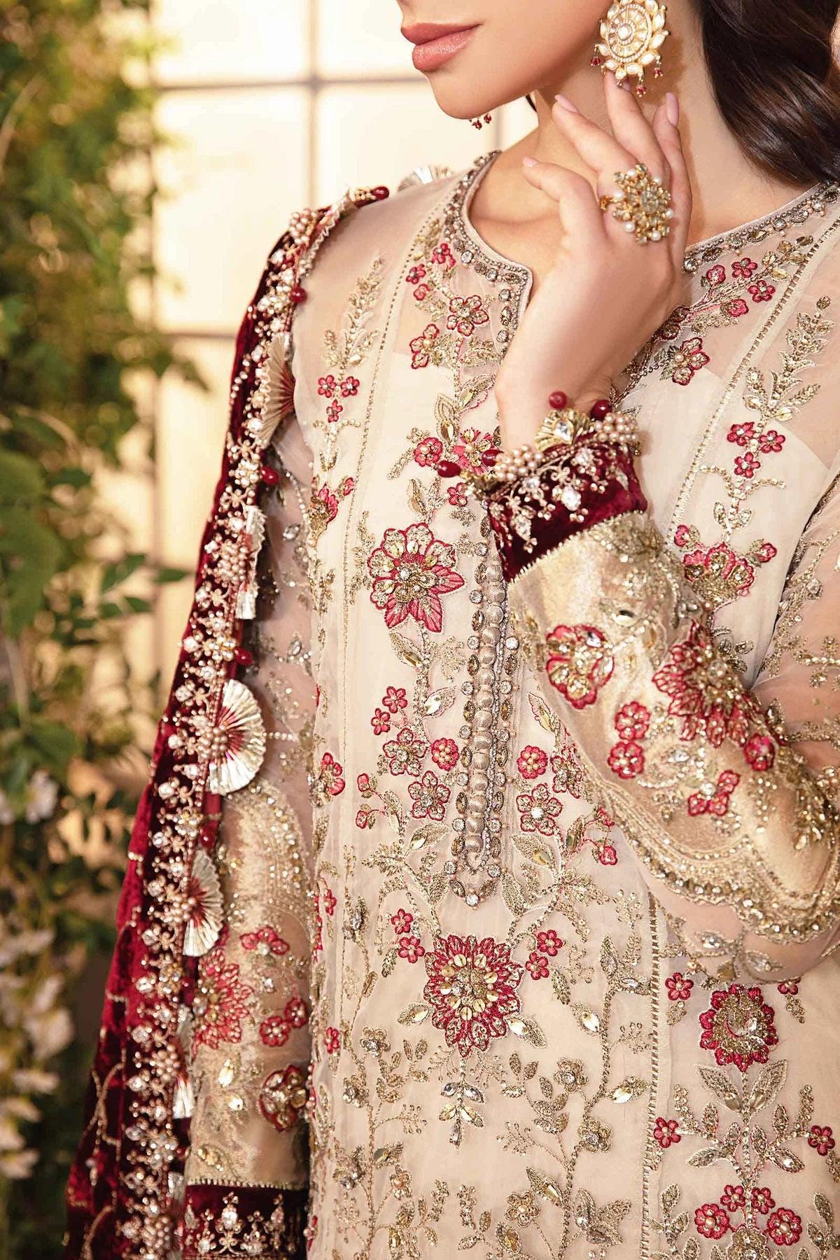 Champagne Gold & Maroon Bridal Gharara Suit