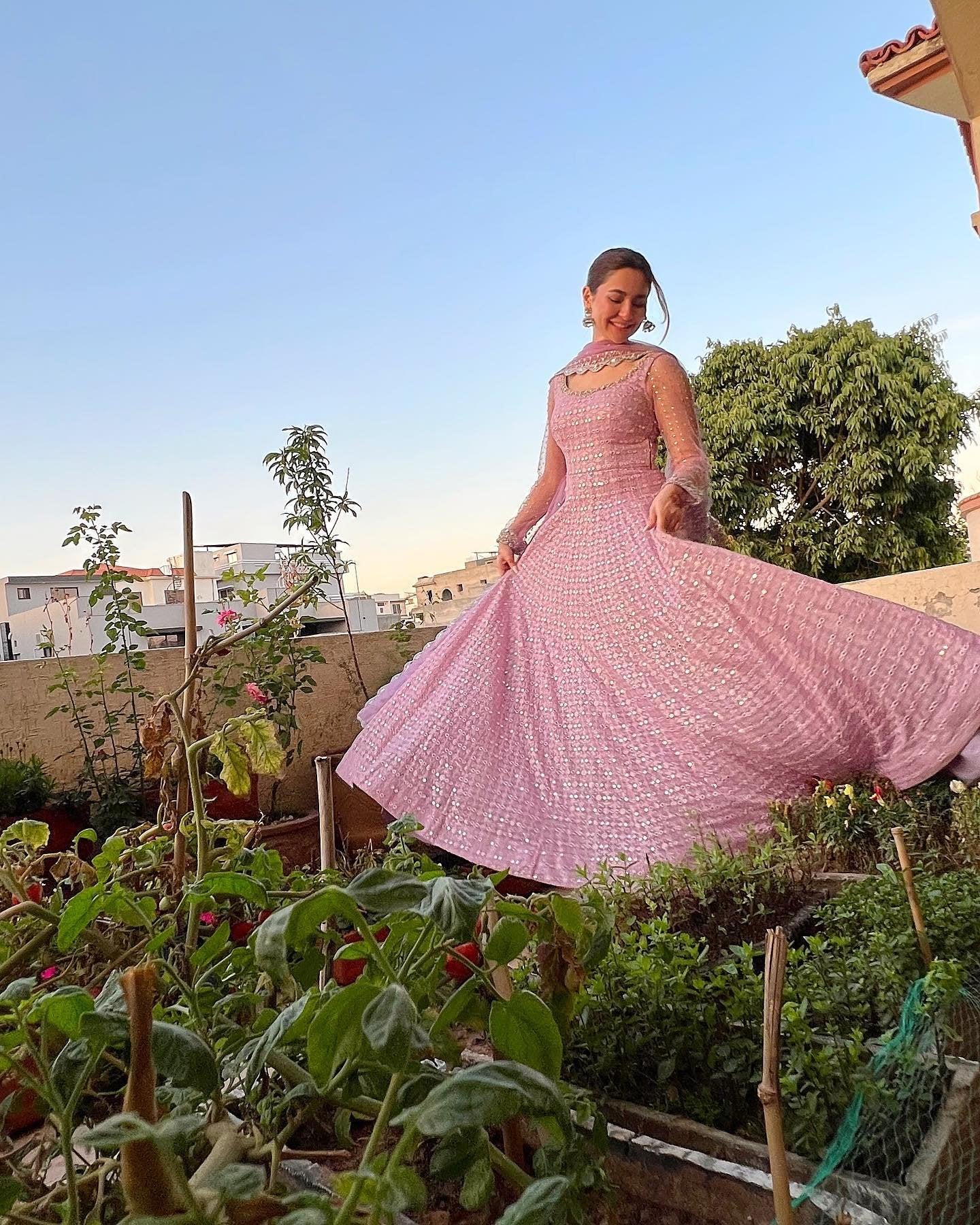 Faiza Saqlain Pink Bridal Dress | Embroidered Chiffon Maxi | Pakistani Wedding Outfit