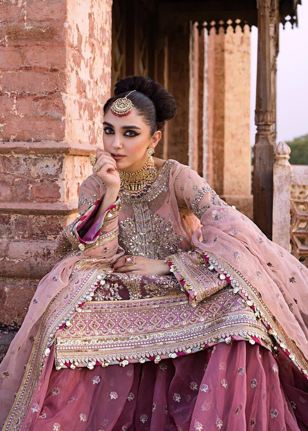 Mauve Pink Embroidered Bridal Lehenga with Dupatta